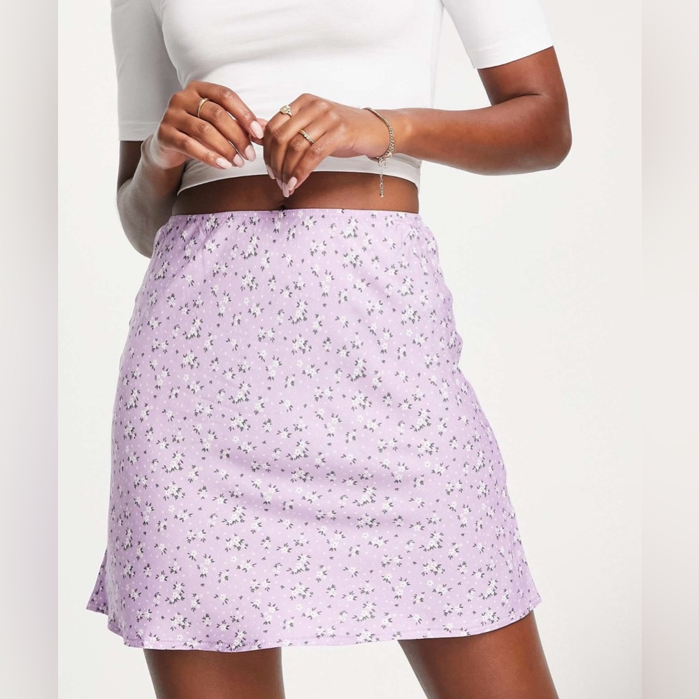 ASOS Design Purple Floral Slip Skirt